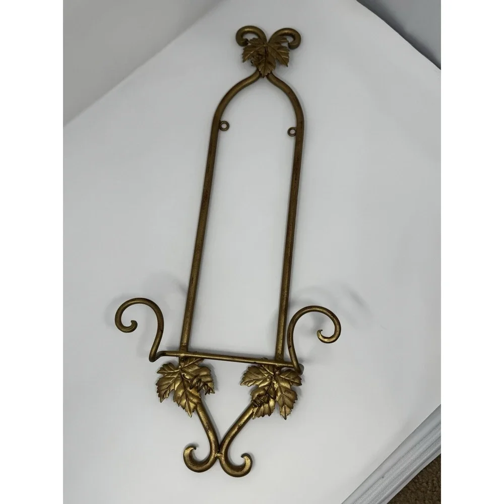 Ornate Vintage Decorative Metal Wall Display Stand Plate Holder Brass Color